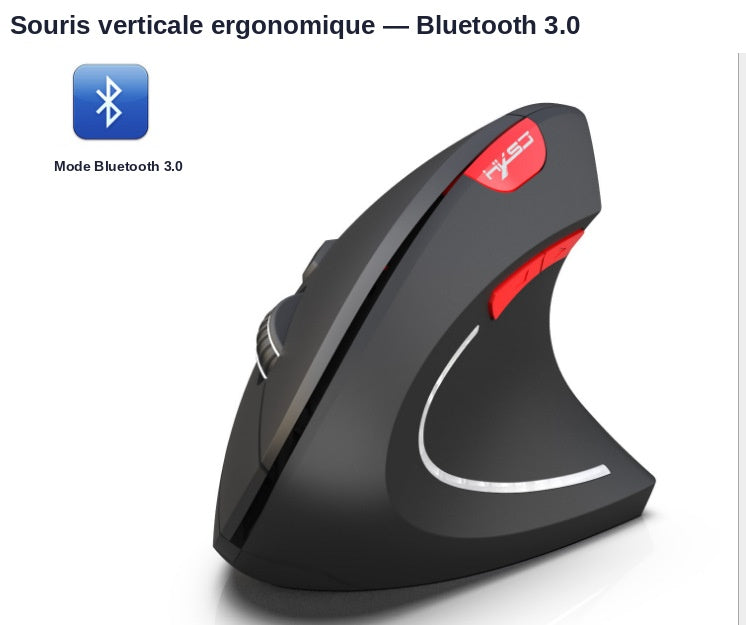 Souris Ergonomique Verticale Bluetooth T22 — Sans Fil 2.4G, 2400 DPI