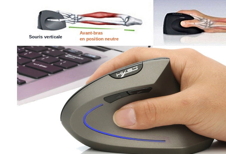 Souris Ergonomique Verticale Bluetooth T22 — Sans Fil 2.4G, 2400 DPI